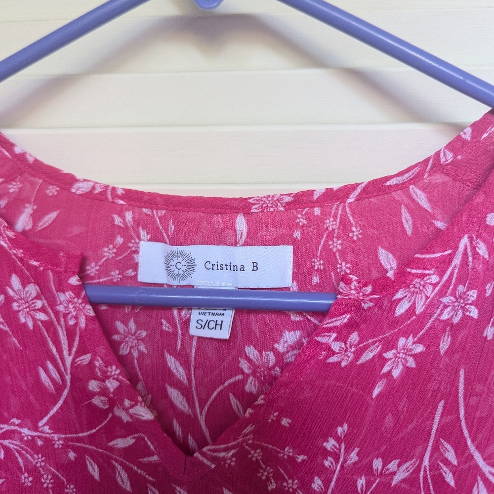 Cristina B Floral Sleeveless Blouse Size S - Picture 10 of 10
